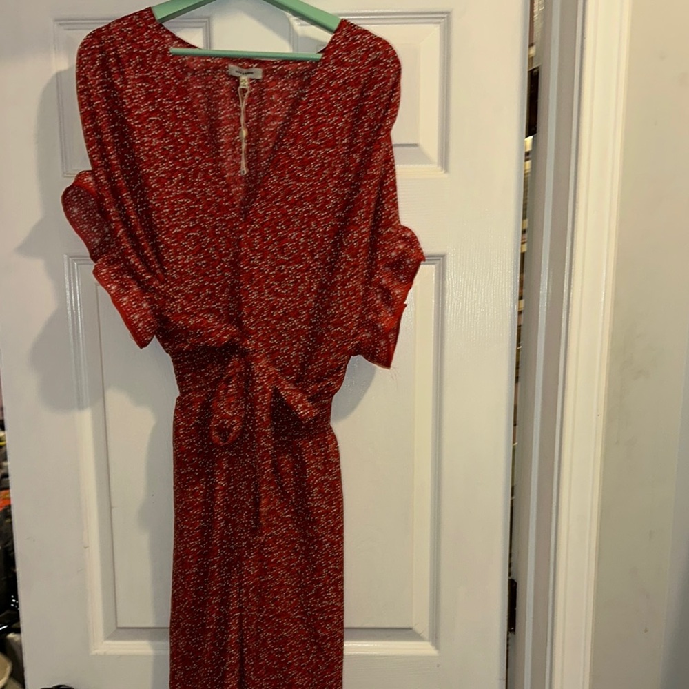Max Studio Red Wrap Tie Front Sundress